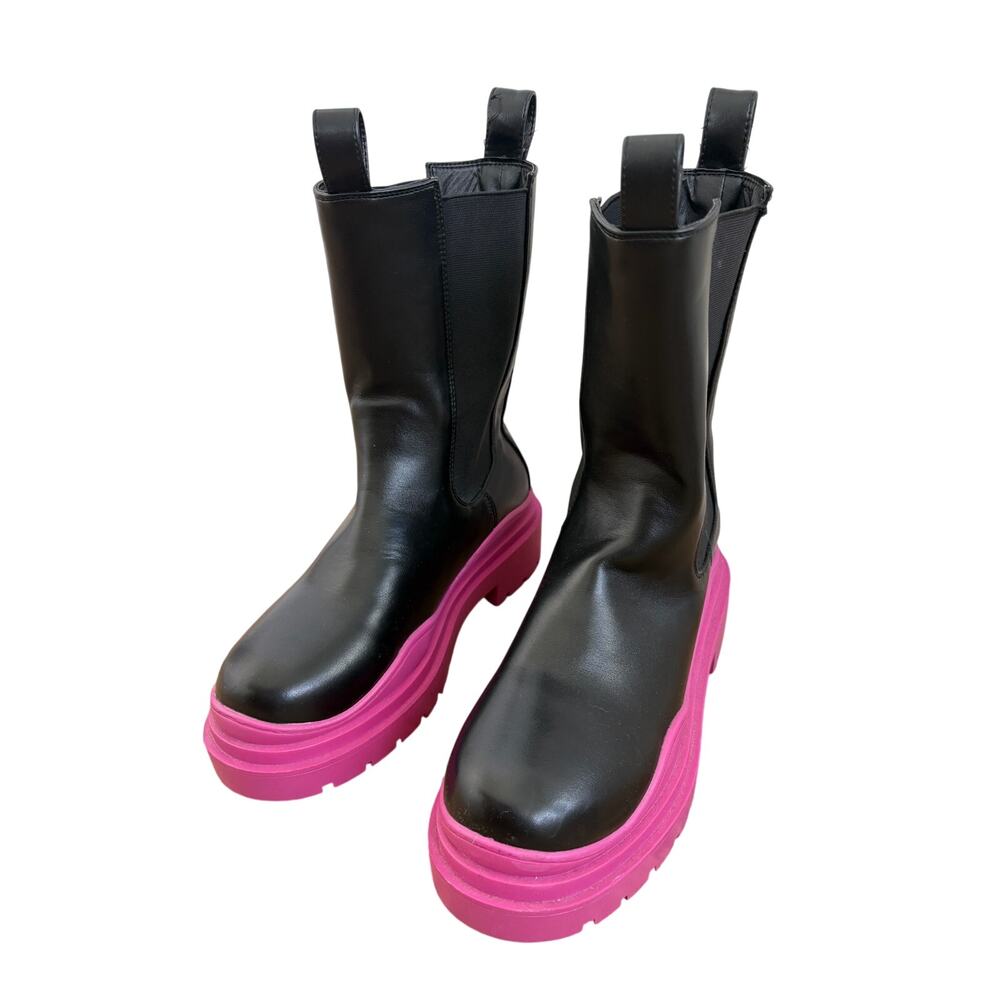Azalea Wang Black & Purple Ankle Boots - Size 8.5